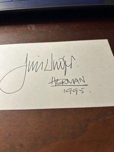 JIM UNGER SIGNED 3x5  Card; Famed Herman Cartoonist; Excellant; Adds Herman 1995