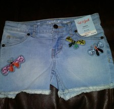 Denim Jean Butterfly Embroidered Shorts Cat  Jack Girls Sz M 7/8 NWT 14.99
