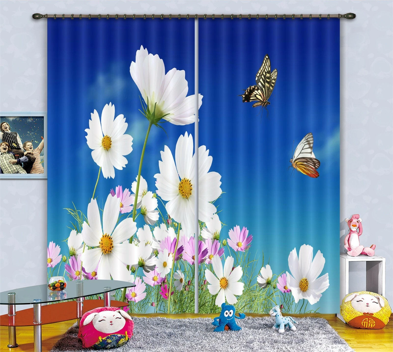 3D Flower Butterfly ZHUA1444 Blockout Photo Curtain Fabric Window Zoe