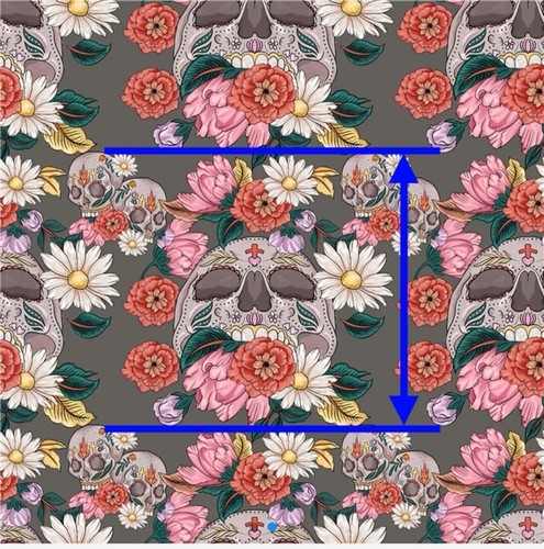 FLORAL SKULLS 100% Cotton Fabric 50*145cm - Picture 2 of 3