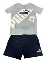 PUMA Boys Cotton Jersey Short Sleeve T-shirt Mesh Short Set Size 2T