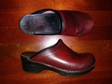 DANSKO Women's Burgundy Leather CLOGS Mules Slip-On Shoes EU 37 USA 6.5M