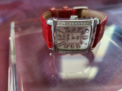 Anne Klein NY Diamond SS Swiss Watch w Red Leather Band | eBay display picture 1