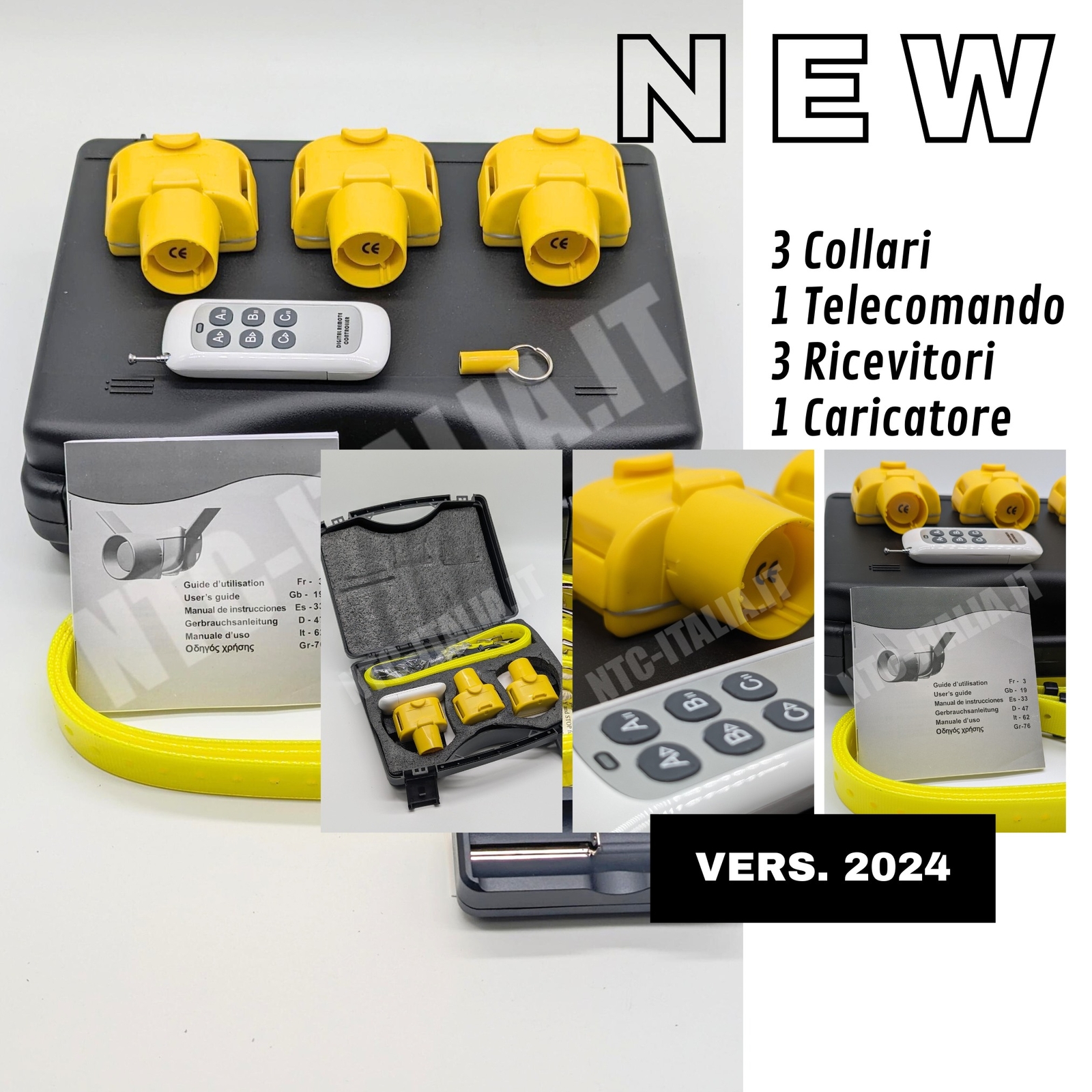 SUPER KIT 3 Collari + Telecomando Addestramento Cani Caccia Offerta