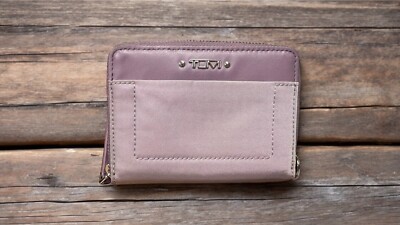 TUMI TRI-FOLD ZIP-AROUND Women's Purple Silver Hardware Compact