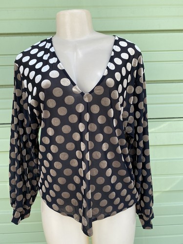 Zara Woman BLACK GOLD VELVET POLKA DOT TOP LONG SLEEVE TOP SIZE M 1863 |  eBay