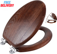 Elongated Wood Toilet Seat with Quiet Close,Easy Clean,Quick-Release Hinges Elon