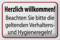 Blechschild Hinweis 30X20 Cm Verhaltens- Und Hygienenregeln Deko Schild Tin Sign