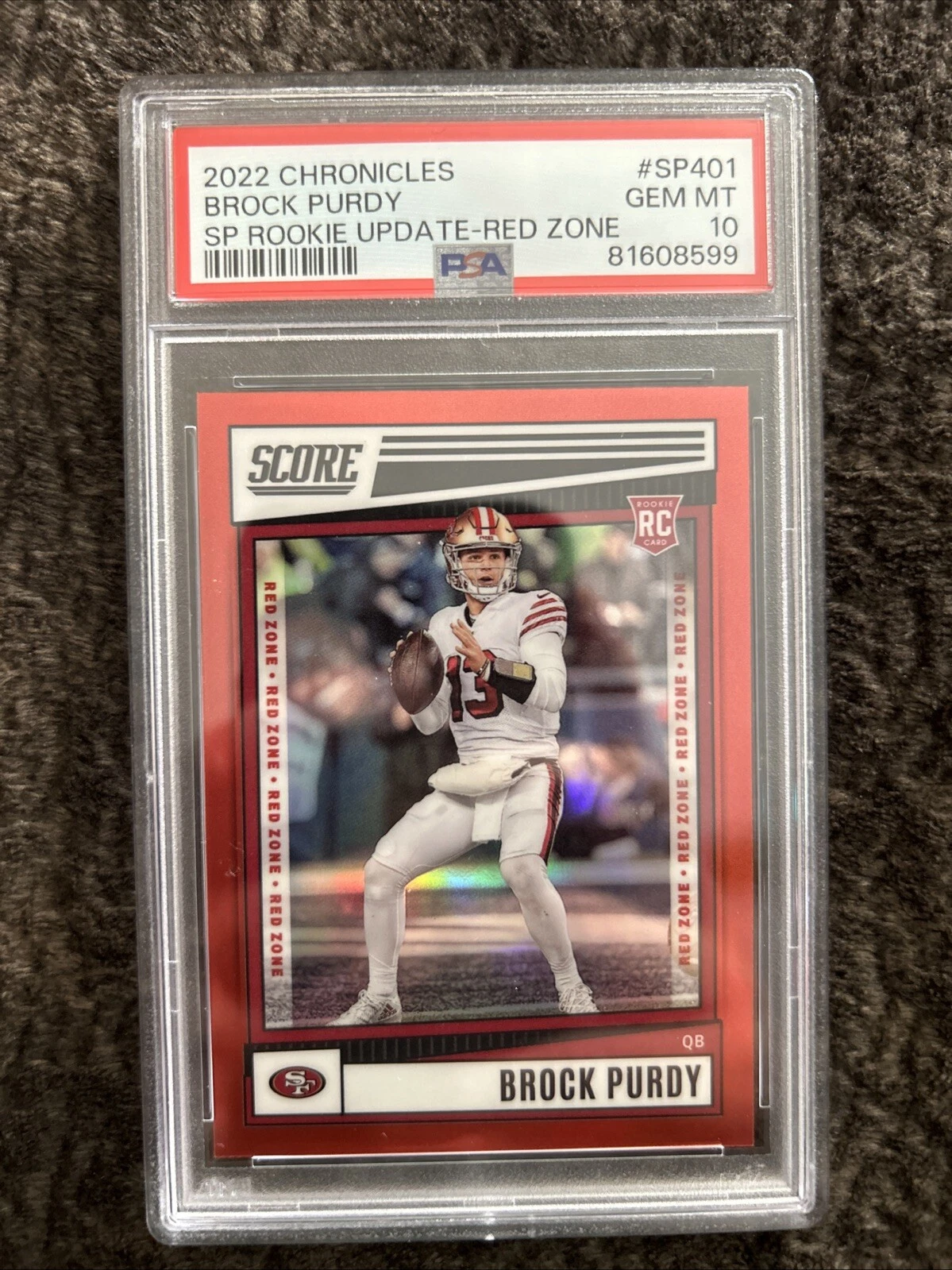 Brock Purdy Panini Chronicles Score Premium Rookies Update #SP401 Red Zone
