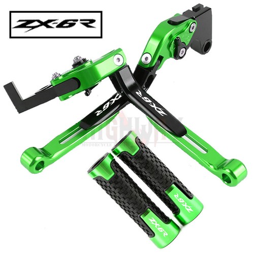 Folding Brake Clutch Levers & Handle Grips for KAWASAKI NINJA ZX6R 636 07-18 - Picture 18 of 32