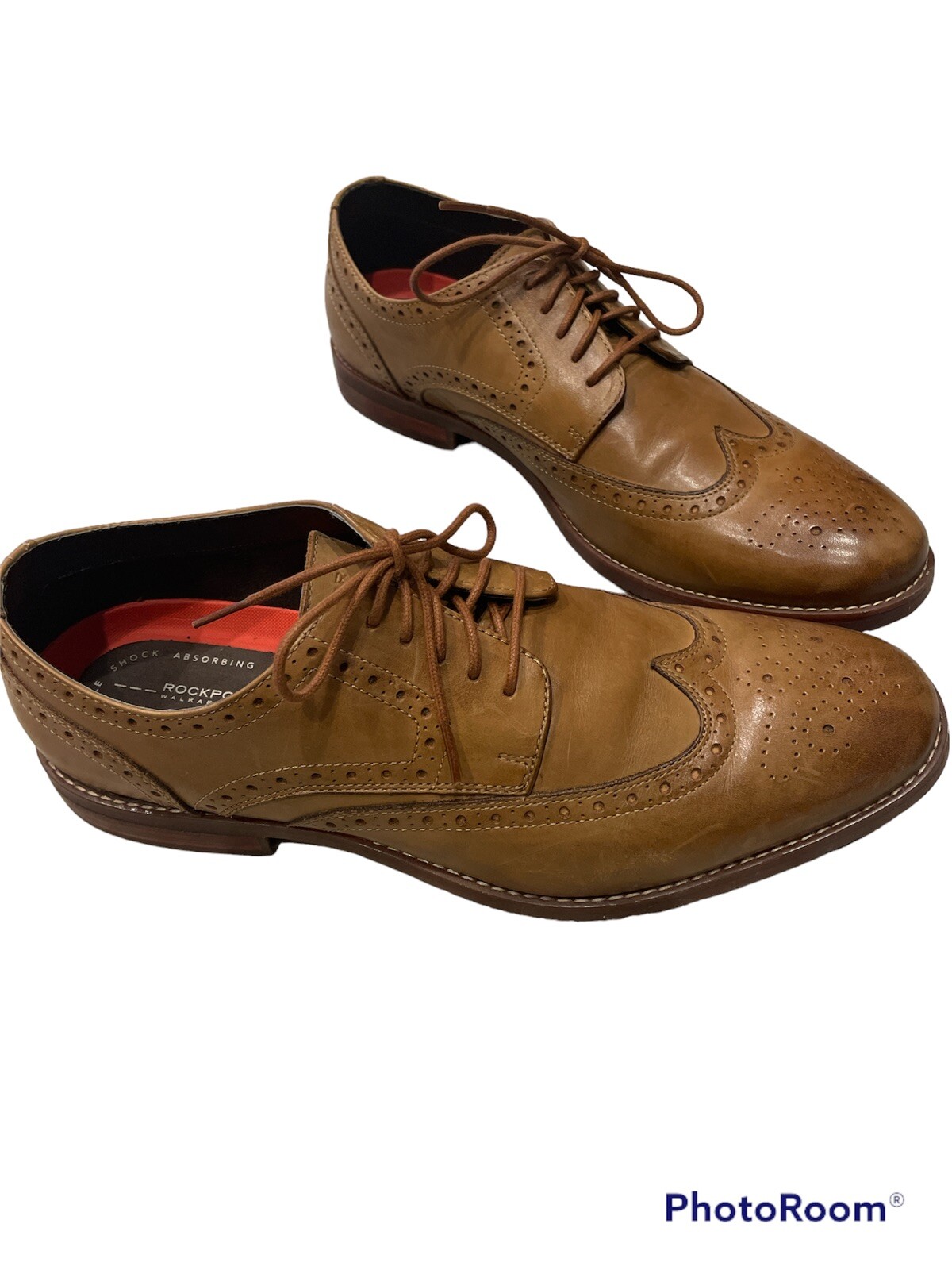 SAOLA Scarpa elegante Rockport da uomo 13 punta alare Oxford in pelle con cravatta marrone M77063 brogue usata in ottime condizioni