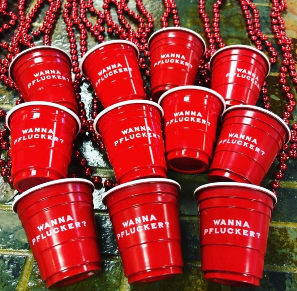 Blumenpflucker Liqueur Wanna Pflucker Shot Glass Necklace - Mardi Gras time -new - Image 3 of 4