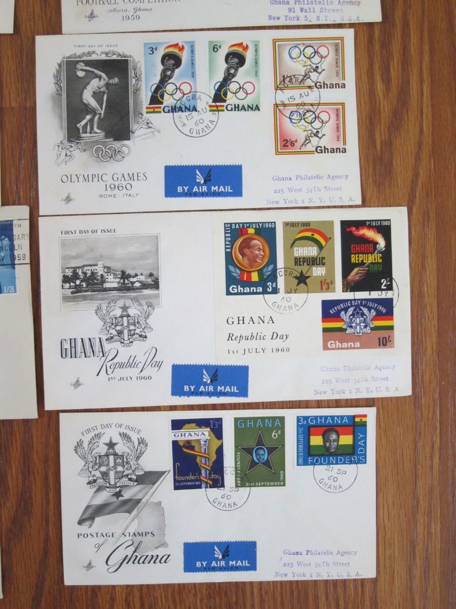 Lot 10x TEN Ghana 1959 1960 1961 FDC First Day Cover Collection