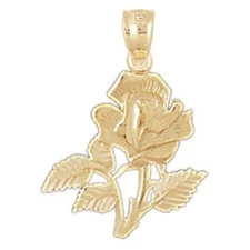 New 14k Gold Rose Flower Pendant