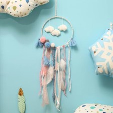 Dream Catcher Handmade Wall Hanging Nursery Decoration Cloud Feather Pompom