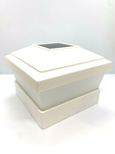 2-Pack White Vinyl 5"X5" Solar Powered Post Deck Cap Square Light Sunlight WF - Picture 2 of 7