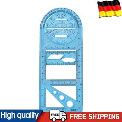 Multifunctional Geometric Ruler Plastic Circle Ellipse Drawing Ruler(Blue)