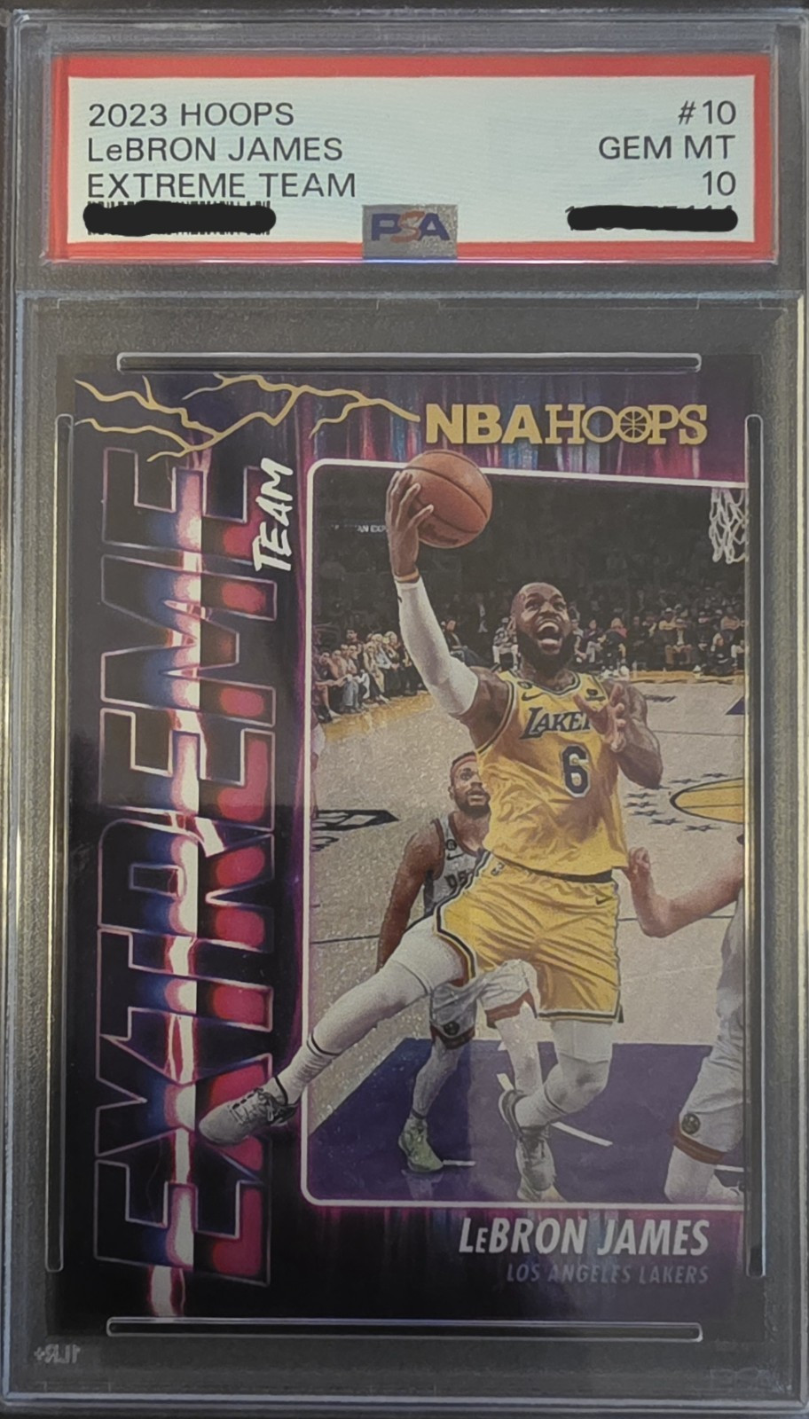 Panini NBA Hoops LeBron James Extreme Team #10 Lakers PSA 10 2023-24