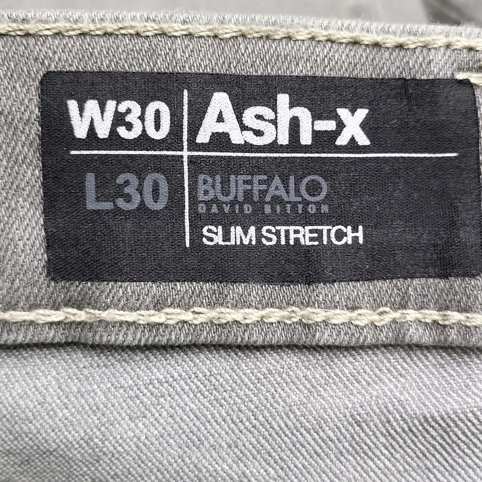 Pantalones de mezclilla Buffalo David Bitton para hombre 30X30 gris 2461 ajustados elásticos 29" entrepierna Foto 3 de 4
