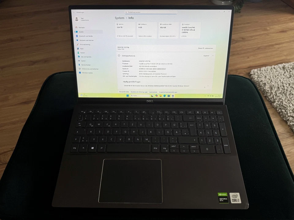 Dell Vostro 7500 Gaming Laptop  i7-10750H 40GB RAM 4TB SSD GTX1650Ti 4GB - Bild 2 von 4