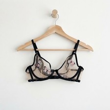 Agent Provocateur Lingerie Butterfly Mesh Underwire Bra Black Pink 32C Luxury