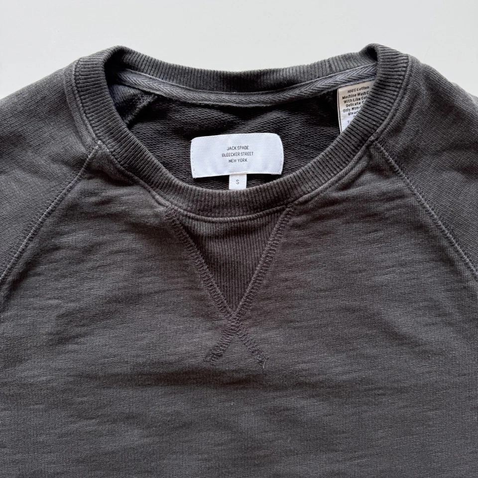 JACK SPADE Cuello Redondo Raglán Terry Sudadera Para Hombres Pequeña Gris Carbón Clásica Foto 4 de 4
