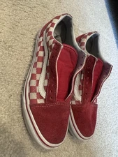Mens Vans Size 7- Old Skool Red White Checkerboard Very Nice Womens 8.5