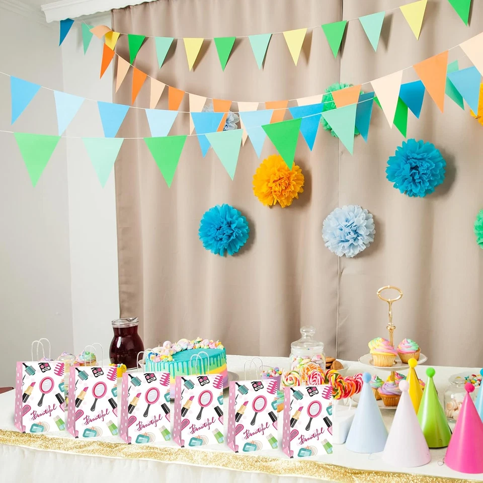 12 peças maquiagem spa festa de aniversário goody treat sacos favoritos cosméticos papel de festa... - Imagem 2 de 4