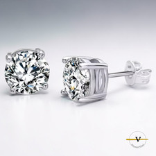 ORECCHINI PUNTO LUCE DIAMANTE MOISSANITE 1 CT ARGENTO 925 GARANZIA E GRA 5 CM