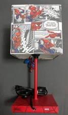 MARVEL SPIDER-MAN Comic Lamp SPIDER-MAN Pull Chain TABLE LAMP Pre Owned Works