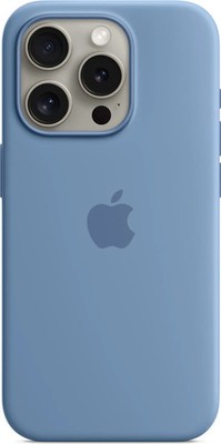 ORIGINAL Apple iPhone 15 PRO MAX Hülle Silikon Case Soft Magsafe Winter Blau