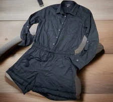 Saks Fifth Avenue Romper Frayed Long Sleeve Button Front Lyocell Women Sz S