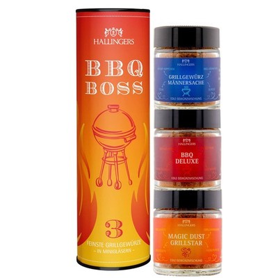 Gewürz Geschenk-Set 3 Minigläser ''BBQ-Boss'' Hallingers DE