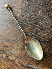 Antique Sterling DOMINICK & HAFF  1880s Ball Twist Demitasse Spoon Gold Wash