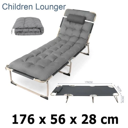 2 IN 1 Campingbett Sonnenliege Relaxliege klappbar Garten Liege Stuhl + Kissen - Bild 3 von 19