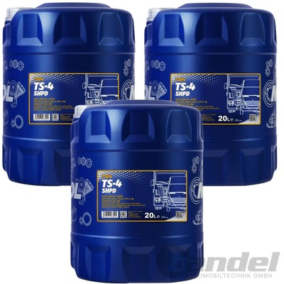 3x 20 LITER SAE 15W-40 MANNOL SHPD TS-4 MOTORÖL LKW BUSSE