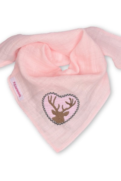 Babytuch Spucktuch Halstuch Baumwolle Rosa Herz Hirsch Karo Tuch-image