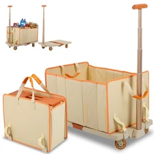 Foldable Shopping Cart,330lbs Folding Cart with Wheels,Utility Foldable Wagon