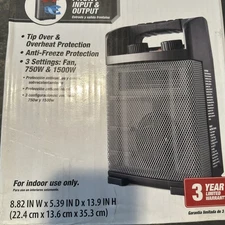 Hyper Tough Black 1500w Heavy Duty 2-Setting Electric Utility Space Heater