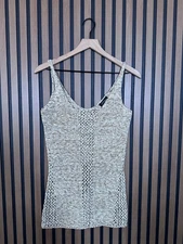 Ronny Kobo Tank Top Small Womens Beige Marled Tight Knit Torn Sleeveless