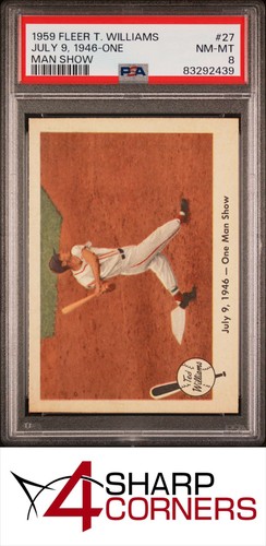 1959 FLEER TED WILLIAMS #27 JULY 9 1946 ONE MAN SHOW PSA 8