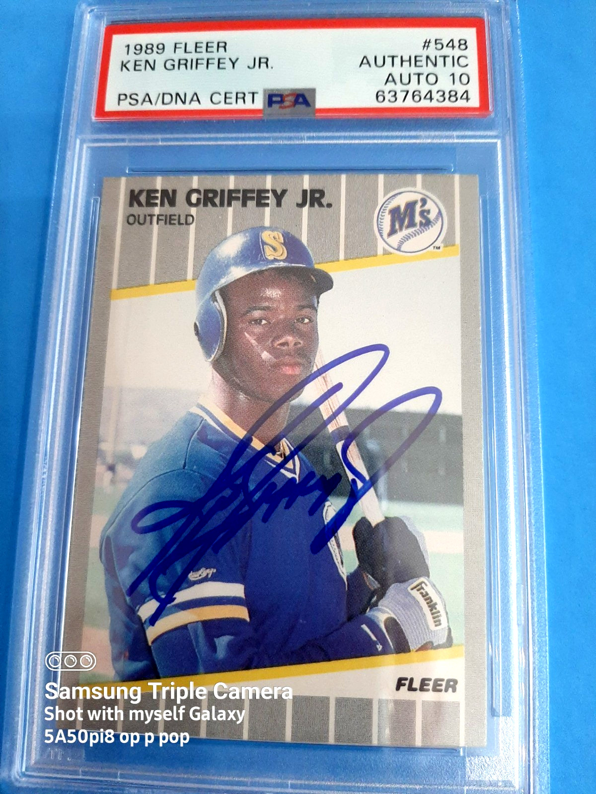 1989 Fleer Ken Griffey Jr. #548 Rookie ,Autographed at PSA 10