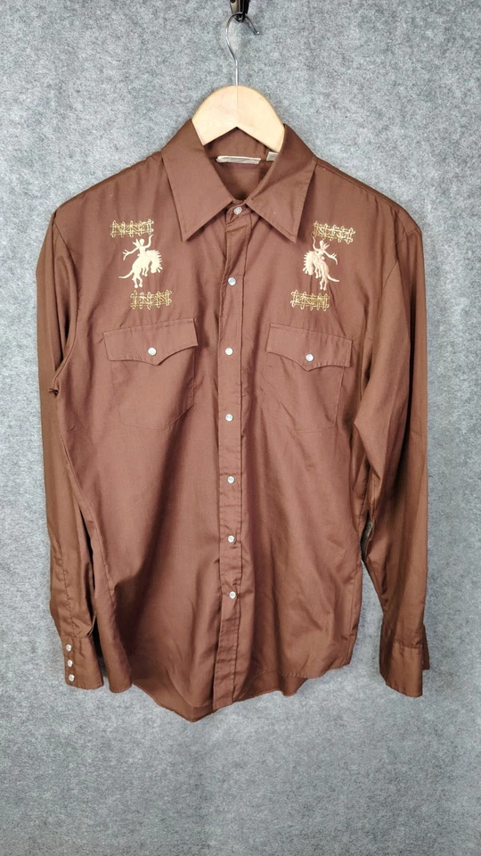 Vtg PJ Western Wear Mareh Pearl Snap Shirt Pockets 70s/80s - Image 2 of 4