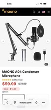 Maono AU-A04 USB Wired Cardioid Condenser Mic Kit w/ Boom Arm  Pop Filter