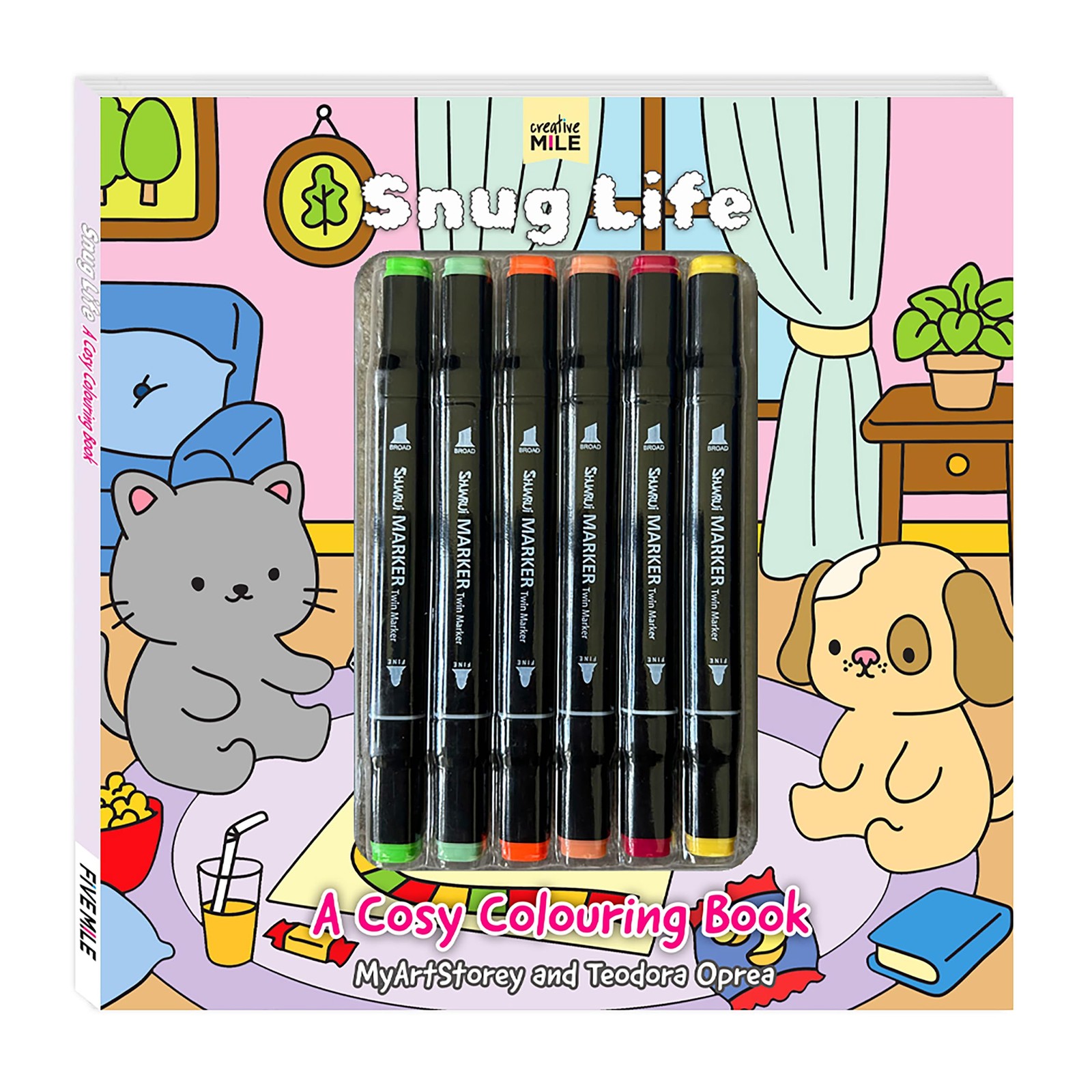 Five Mile Snug Life: A Cosy Colouring Book And Markers - Image 6