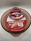 2New Pyrex Cranberry Glass Pie Plate Dish With Fluted Edge #229  9.5 Inches Set