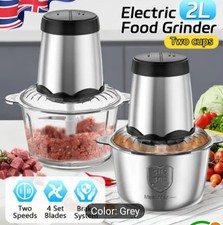 2-in-1 Multi Food Processor with 2L Glass & 304 Stainless Steel Bowl,...