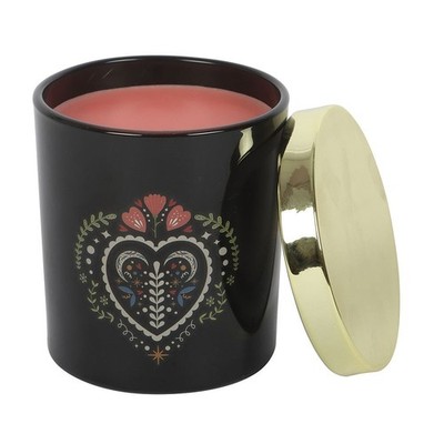 Folk Heart Midnight Bloom Black French Tulip Duftkerze Love Hearts