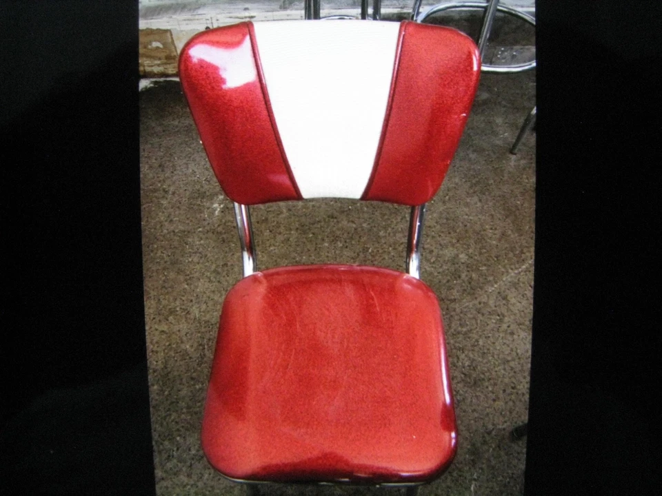 JUEGO DE MESA Y 4 SILLAS RETRO MCM LOOK BY COASTERS COMPANY ROJO SOLO RECOGIDA LOCAL Foto 3 de 4