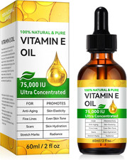 Vitamin E Oil,Natural Vitamin E Oil for Skin 75,000 IU, Organic Pure Vitamins E